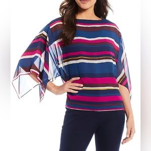 Trina Turk Strip Blouse with Cami, Bat Wing Kimono Sleeves Women’s Size XS/S NWT